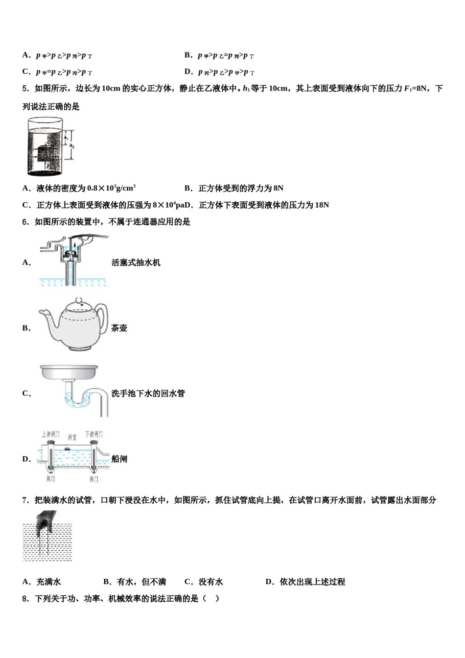 2023-2024学年四川省内江市东兴区物理八下期末学业质量监测试题含解析.doc_第2页