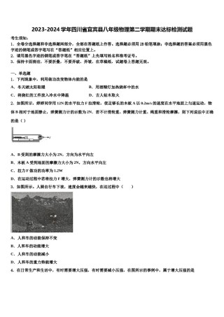 2023-2024学年四川省宜宾县八年级物理第二学期期末达标检测试题含解析.doc