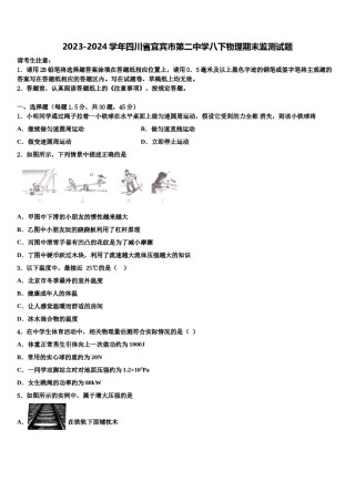 2023-2024学年四川省宜宾市第二中学八下物理期末监测试题含解析.doc