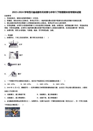 2023-2024学年四川省成都市天府第七中学八下物理期末统考模拟试题含解析.doc