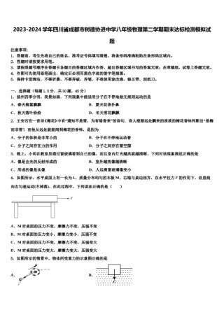 2023-2024学年四川省成都市树德协进中学八年级物理第二学期期末达标检测模拟试题含解析.doc