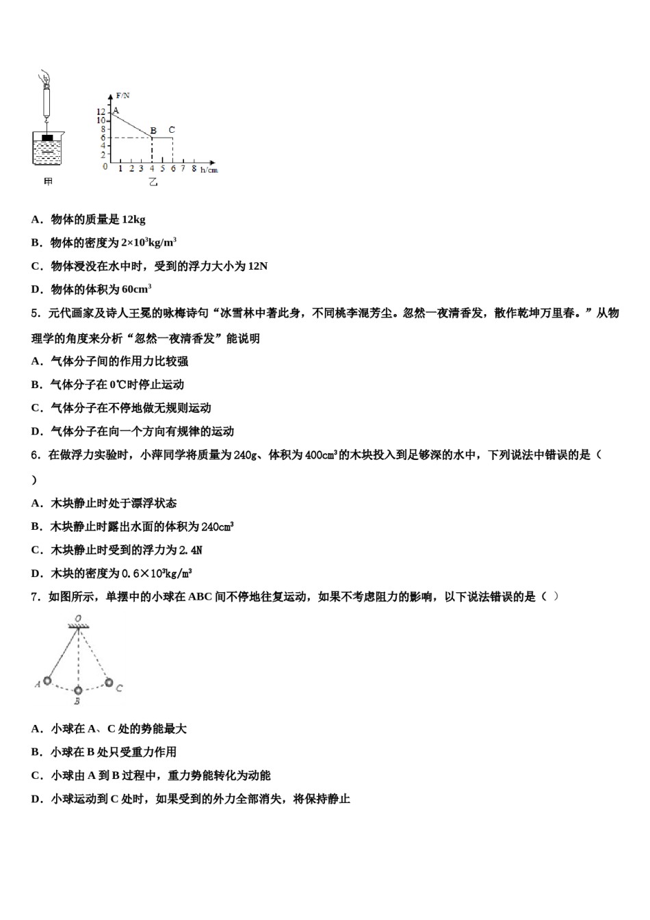 2023-2024学年四川省泸州市高中学阶段学校八年级物理第二学期期末检测模拟试题含解析.doc_第2页