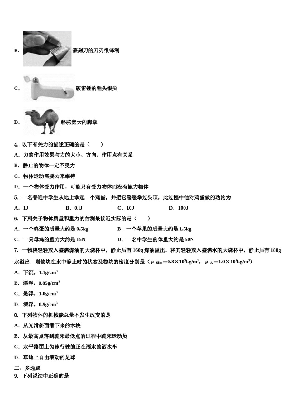 2023-2024学年四川省绵阳东辰国际学校八年级物理第二学期期末质量检测模拟试题含解析.doc_第2页