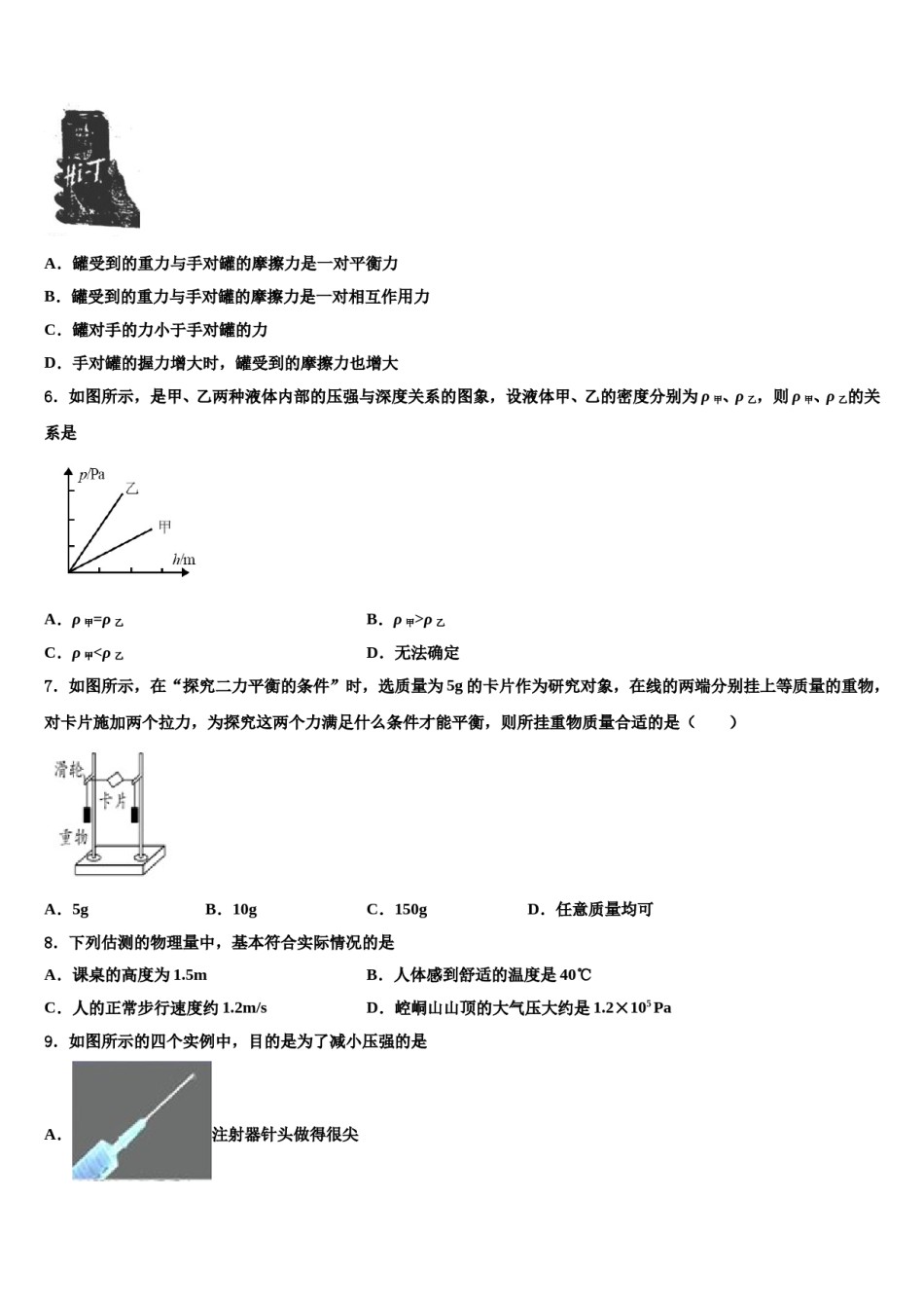 2023-2024学年四川省自贡市富顺三中学、代寺区八年级物理第二学期期末学业质量监测模拟试题含解析.doc_第2页