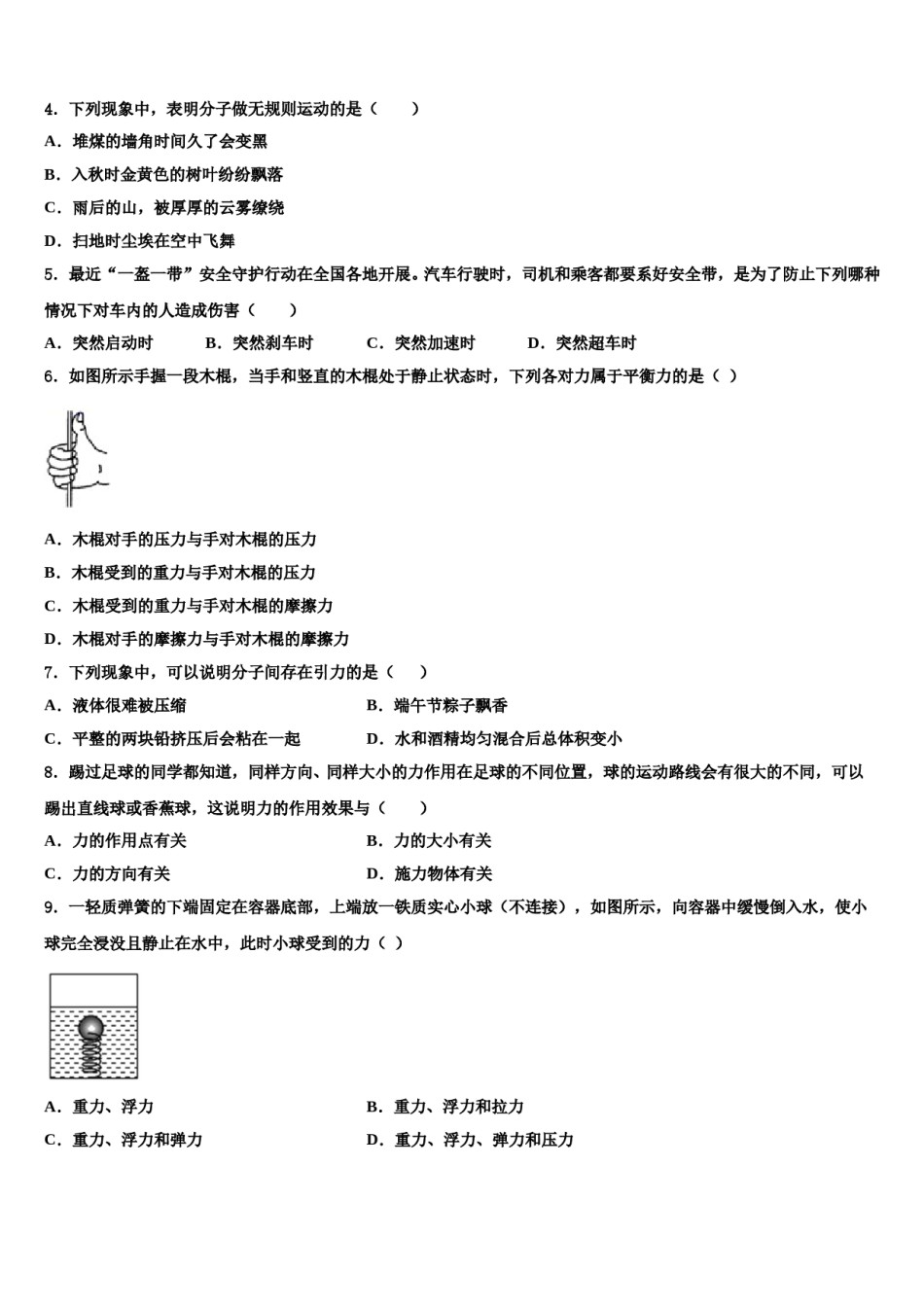 2023-2024学年安庆四中学八年级物理第二学期期末学业质量监测试题含解析.doc_第2页
