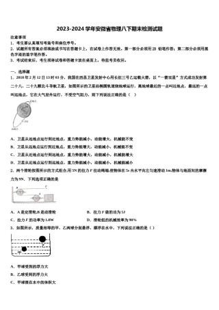 2023-2024学年安微省物理八下期末检测试题含解析.doc