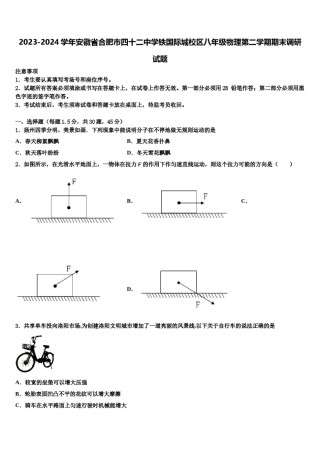 2023-2024学年安徽省合肥市四十二中学铁国际城校区八年级物理第二学期期末调研试题含解析.doc