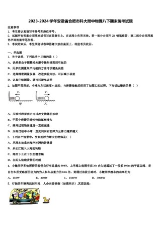 2023-2024学年安徽省合肥市科大附中物理八下期末统考试题含解析.doc