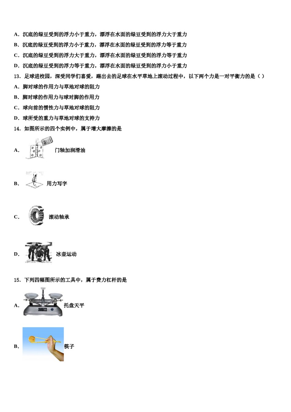 2023-2024学年安徽省天长市物理八下期末学业水平测试模拟试题含解析.doc_第3页