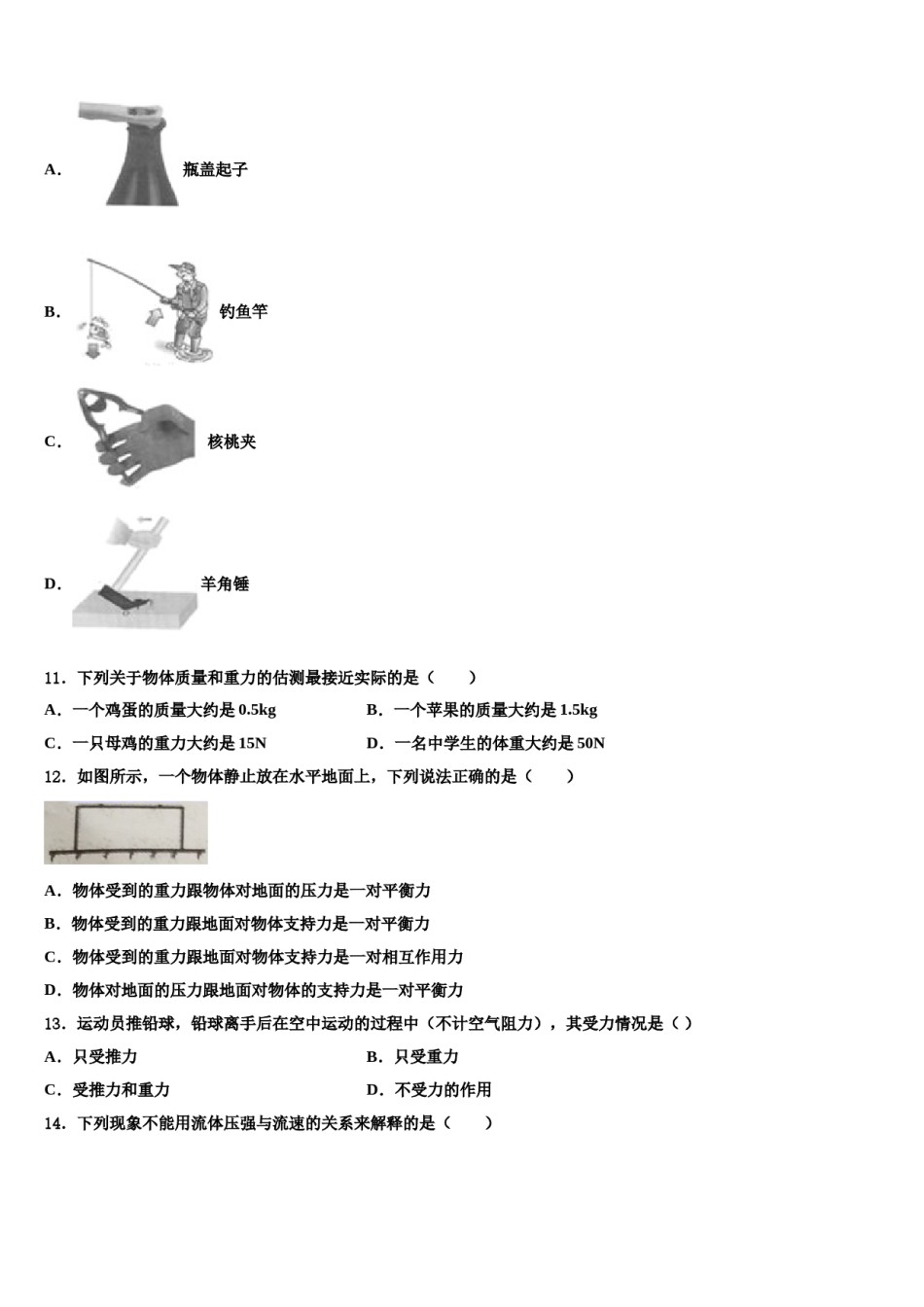 2023-2024学年安徽省蚌埠实验中学八下物理期末达标检测试题含解析.doc_第3页