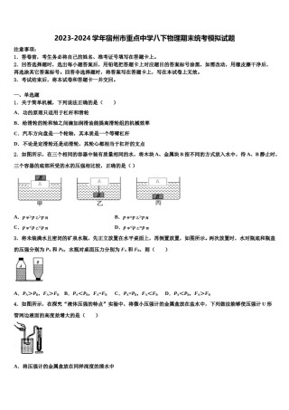 2023-2024学年宿州市重点中学八下物理期末统考模拟试题含解析.doc