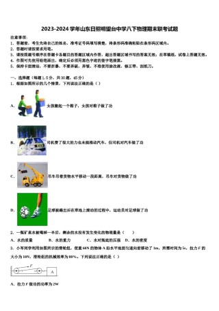 2023-2024学年山东日照明望台中学八下物理期末联考试题含解析.doc