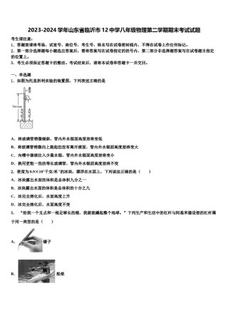 2023-2024学年山东省临沂市12中学八年级物理第二学期期末考试试题含解析.doc