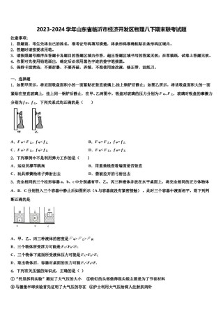 2023-2024学年山东省临沂市经济开发区物理八下期末联考试题含解析.doc