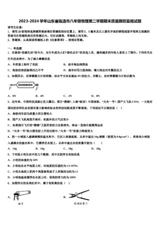 2023-2024学年山东省临清市八年级物理第二学期期末质量跟踪监视试题含解析.doc