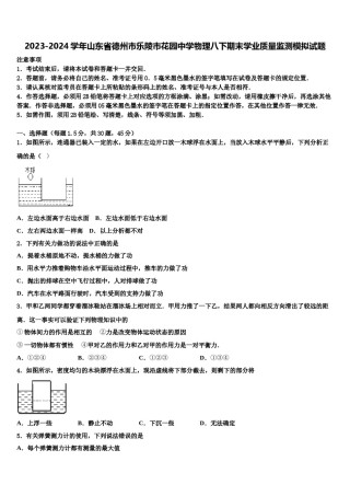 2023-2024学年山东省德州市乐陵市花园中学物理八下期末学业质量监测模拟试题含解析.doc