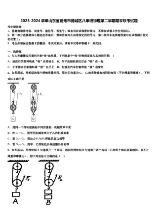 2023-2024学年山东省德州市德城区八年级物理第二学期期末联考试题含解析.doc