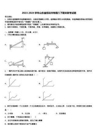 2023-2024学年山东省招远市物理八下期末联考试题含解析.doc