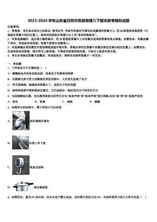 2023-2024学年山东省日照市莒县物理八下期末联考模拟试题含解析.doc