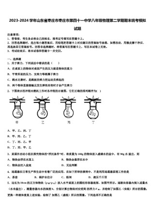 2023-2024学年山东省枣庄市枣庄市第四十一中学八年级物理第二学期期末统考模拟试题含解析.doc