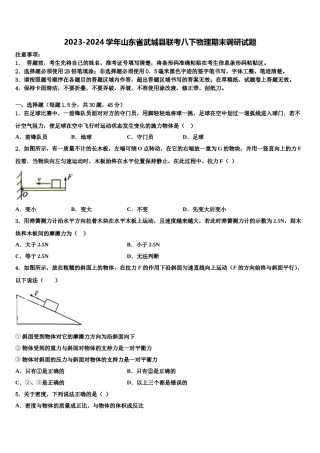 2023-2024学年山东省武城县联考八下物理期末调研试题含解析.doc