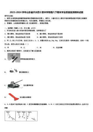2023-2024学年山东省沂水四十里中学物理八下期末学业质量监测模拟试题含解析.doc