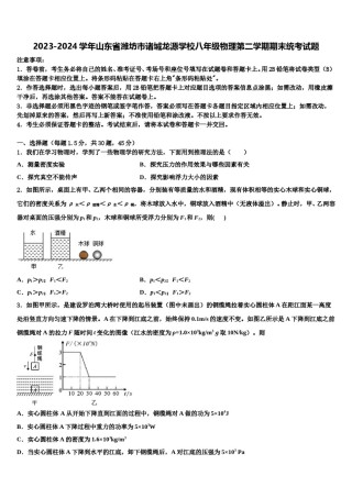 2023-2024学年山东省潍坊市诸城龙源学校八年级物理第二学期期末统考试题含解析.doc