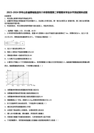 2023-2024学年山东省聊城临清市八年级物理第二学期期末学业水平测试模拟试题含解析.doc
