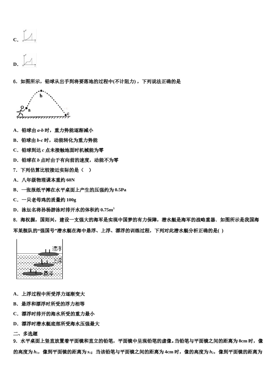 2023-2024学年山东省荣成市第十四中学物理八下期末学业水平测试模拟试题含解析.doc_第2页