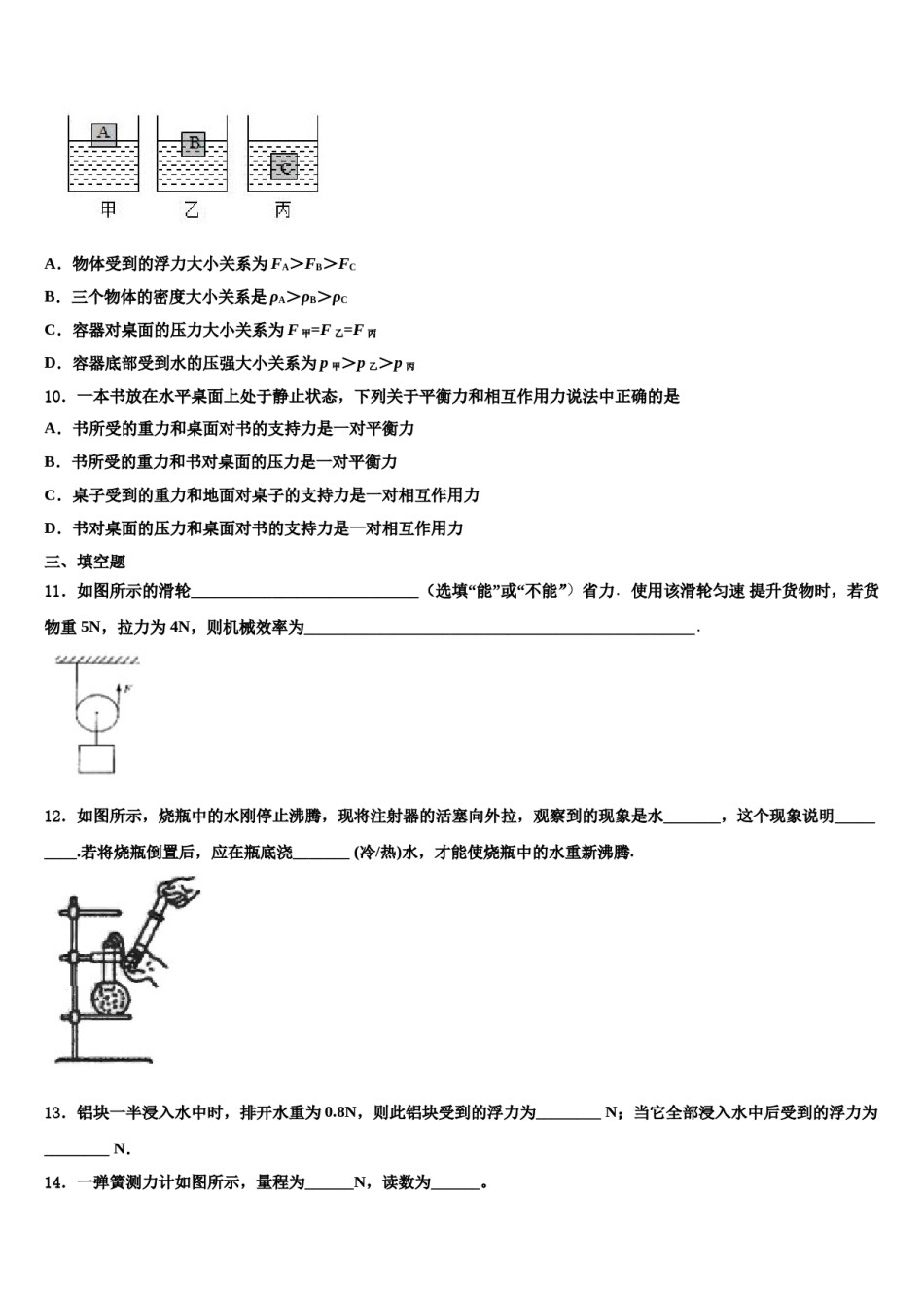 2023-2024学年山东省青大附中八下物理期末联考模拟试题含解析.doc_第3页