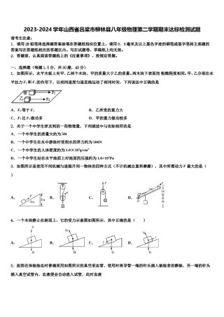 2023-2024学年山西省吕梁市柳林县八年级物理第二学期期末达标检测试题含解析.doc