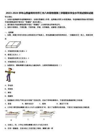 2023-2024学年山西省朔州市怀仁市八年级物理第二学期期末学业水平测试模拟试题含解析.doc