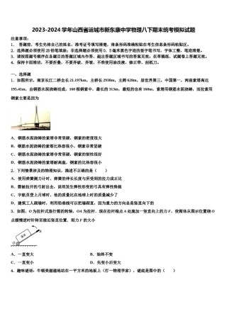 2023-2024学年山西省运城市新东康中学物理八下期末统考模拟试题含解析.doc