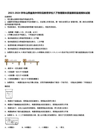 2023-2024学年山西省高中学阶段教育学校八下物理期末质量跟踪监视模拟试题含解析.doc
