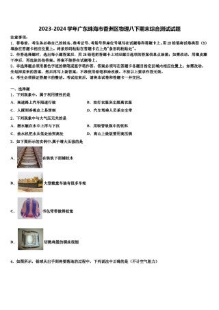 2023-2024学年广东珠海市香洲区物理八下期末综合测试试题含解析.doc