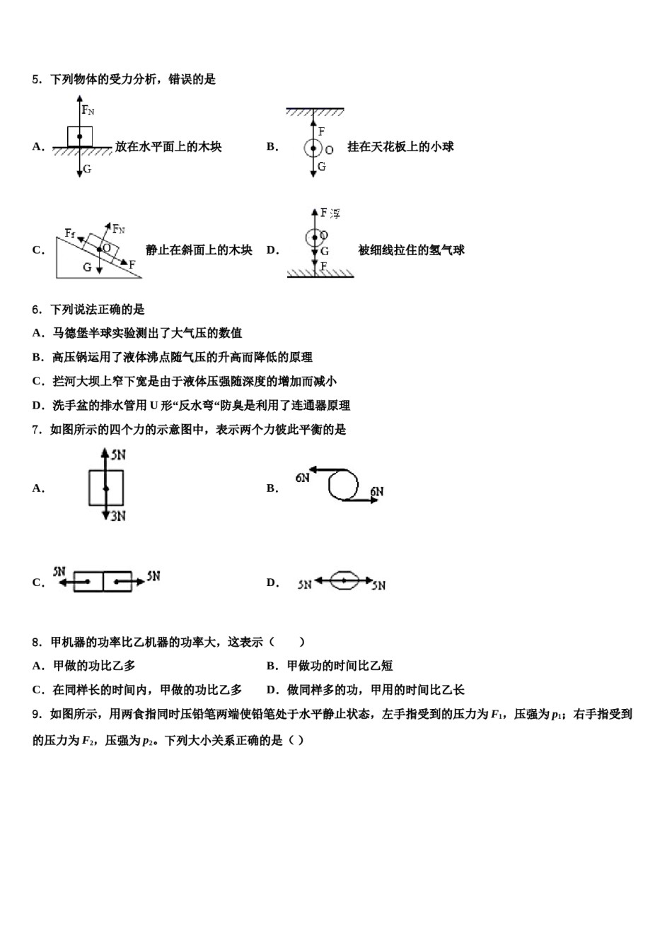 2023-2024学年广东省东莞市寮步宏伟中学物理八下期末教学质量检测试题含解析.doc_第2页
