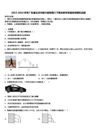2023-2024学年广东省云浮市新兴县物理八下期末教学质量检测模拟试题含解析.doc