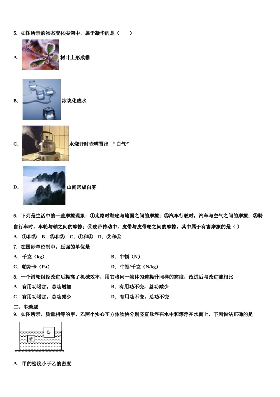 2023-2024学年广东省南雄市第二中学八下物理期末学业质量监测试题含解析.doc_第2页