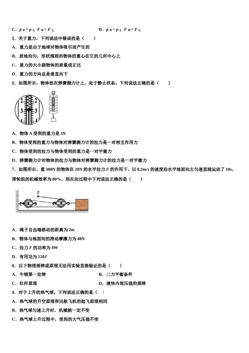 2023-2024学年广东省和平县物理八下期末复习检测试题含解析.doc_第2页