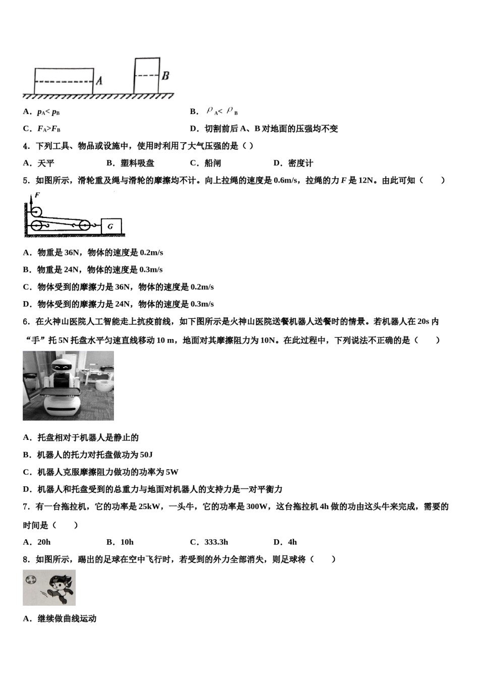 2023-2024学年广东省广州外国语大附属中学物理八下期末考试模拟试题含解析.doc_第2页