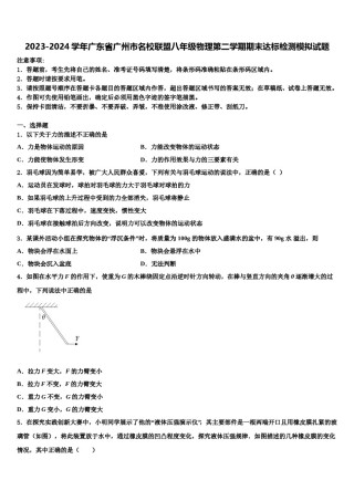 2023-2024学年广东省广州市名校联盟八年级物理第二学期期末达标检测模拟试题含解析.doc