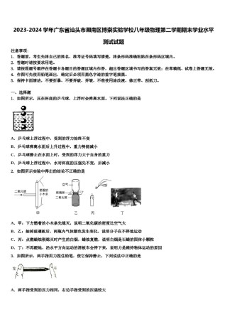 2023-2024学年广东省汕头市潮南区博崇实验学校八年级物理第二学期期末学业水平测试试题含解析.doc