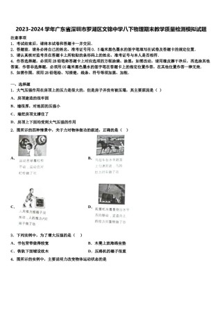 2023-2024学年广东省深圳市罗湖区文锦中学八下物理期末教学质量检测模拟试题含解析.doc
