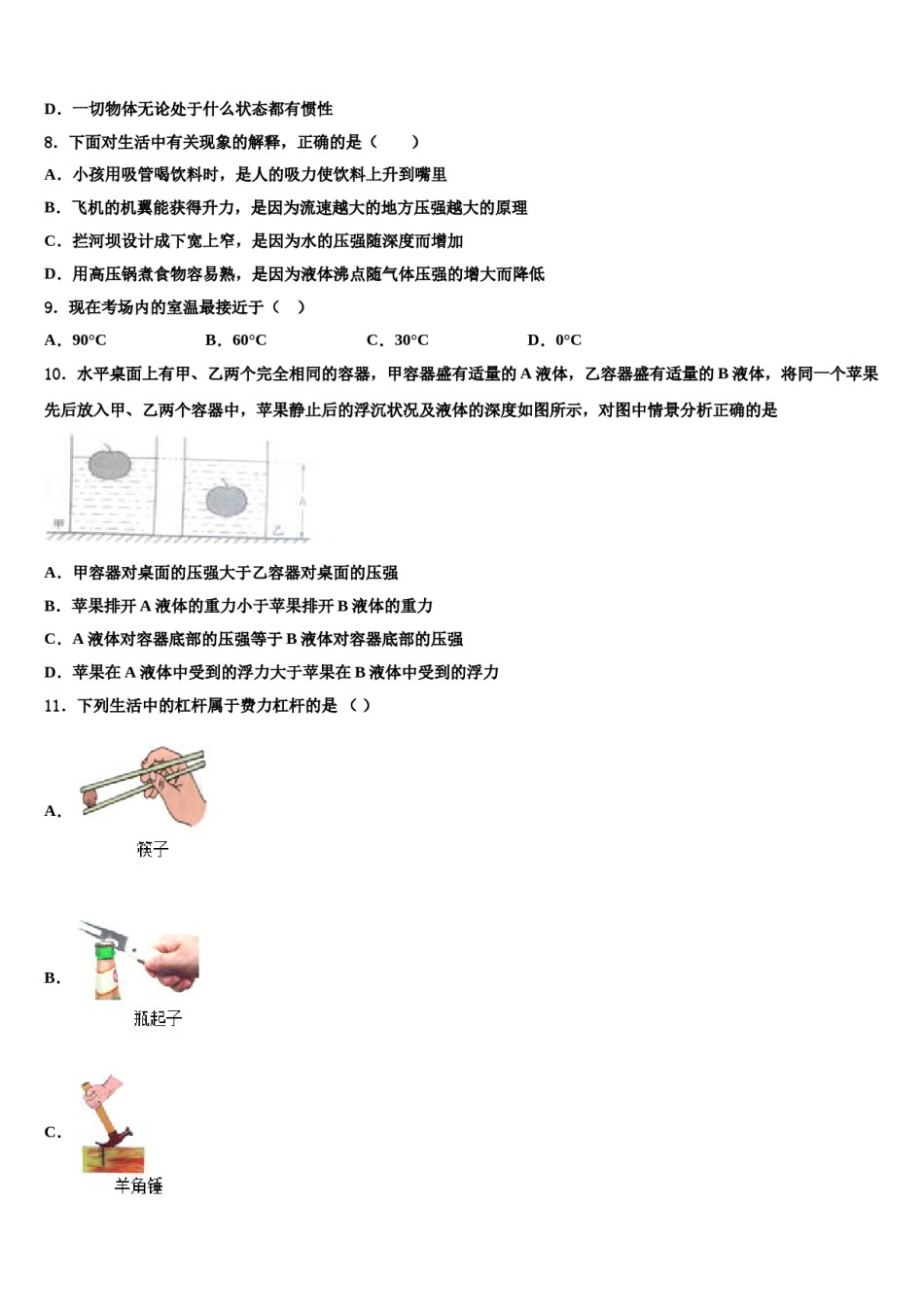 2023-2024学年广东省深圳市育才一中学八年级物理第二学期期末达标检测模拟试题含解析.doc_第3页