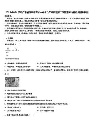 2023-2024学年广东省深圳市育才一中学八年级物理第二学期期末达标检测模拟试题含解析.doc