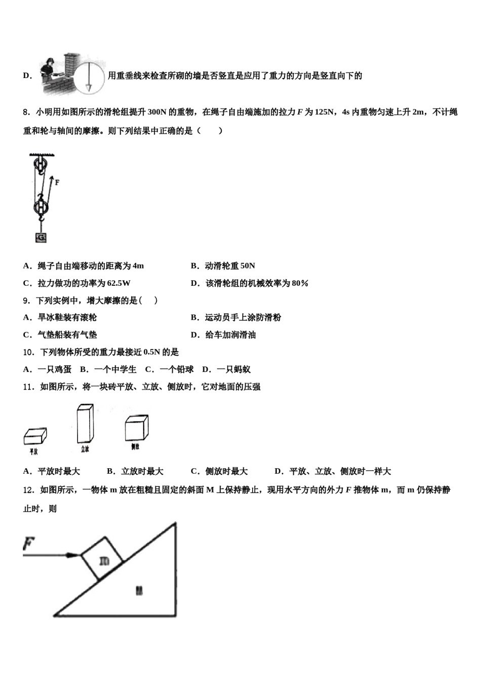 2023-2024学年广东省深圳市育才第二中学物理八下期末达标检测试题含解析.doc_第3页