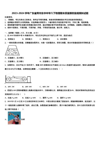 2023-2024学年广东省莞市东华中学八下物理期末质量跟踪监视模拟试题含解析.doc