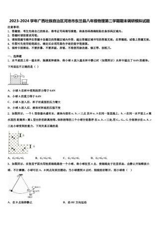 2023-2024学年广西壮族自治区河池市东兰县八年级物理第二学期期末调研模拟试题含解析.doc