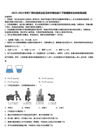 2023-2024学年广西壮族自治区玉林市博白县八下物理期末达标检测试题含解析.doc