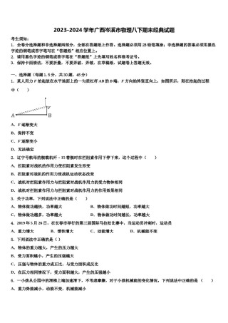 2023-2024学年广西岑溪市物理八下期末经典试题含解析.doc